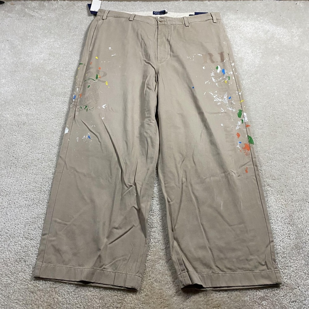 Polo Ralph Lauren Pants Mens 42x32 Big Chino Big Fit Wide Leg Painter P Wing